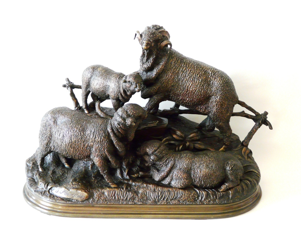 Bronze Colcombet Moigniez famille moutons mérinos