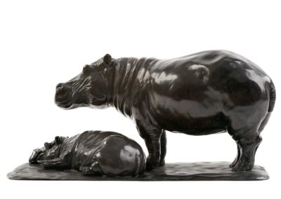 Femelle hippopotame et son petit - Vue 01