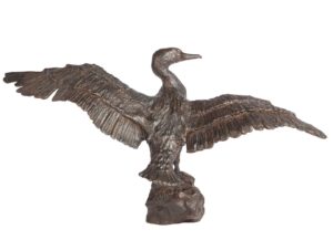 Sculpture en bronze d'un cormoran