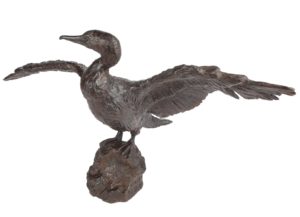 Sculpture en bronze d'un cormoran