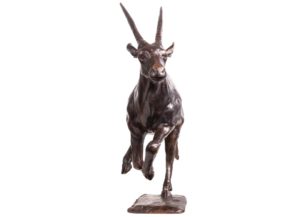 Sculpture en bronze d'un oryx au galop