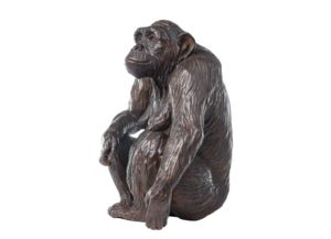 Sculpture en bronze d'un chimpanzé