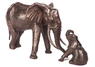 Éléphant d'Afrique et éléphanteau assis - Vue 03
