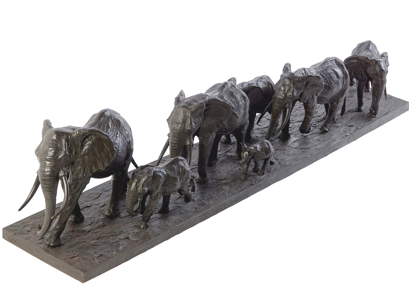 Bronze Colcombet groupe d'éléphants d'Afrique en marche