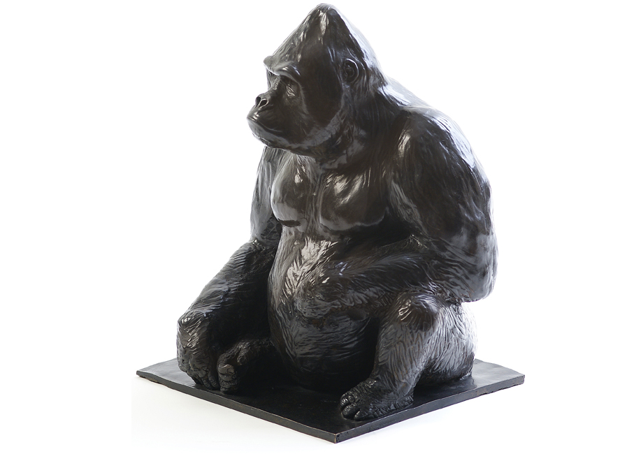 Bronze Colcombet gorille des plaines assis