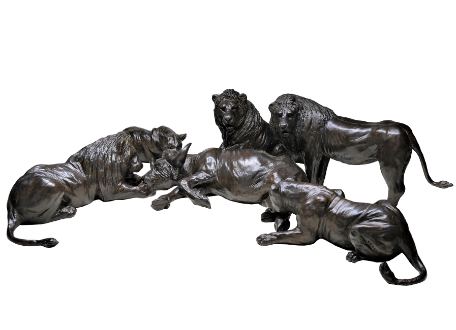 Bronze Colcombet lions buffle