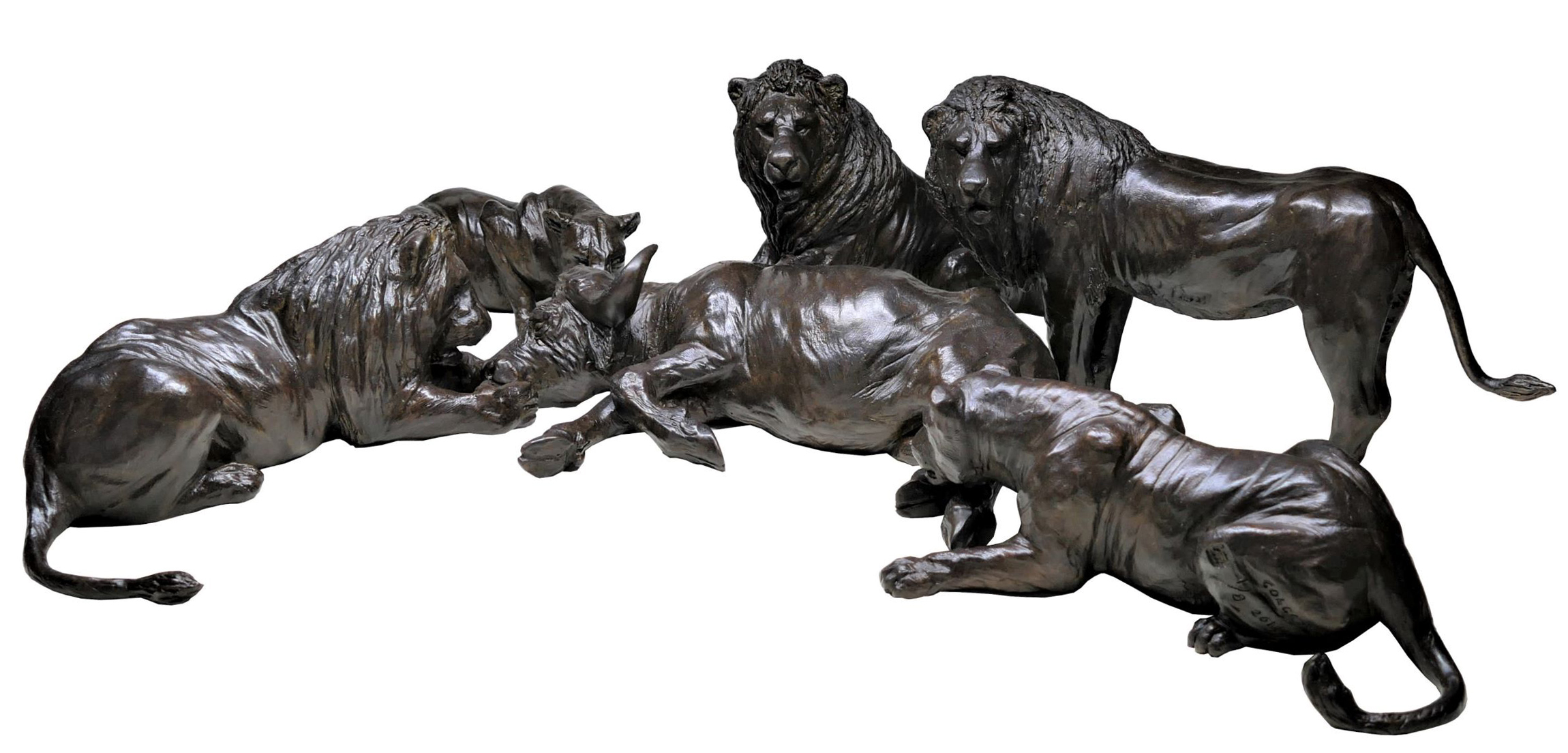 Bronze Colcombet lions buffle