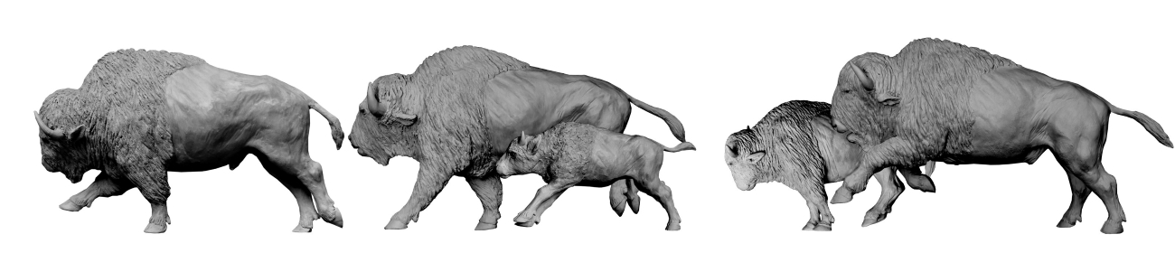 Sculpture bronze Colcombet bisons
