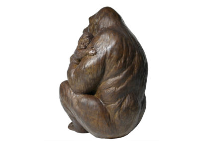 Gorille-femelle-portant-son-petit-vue-02