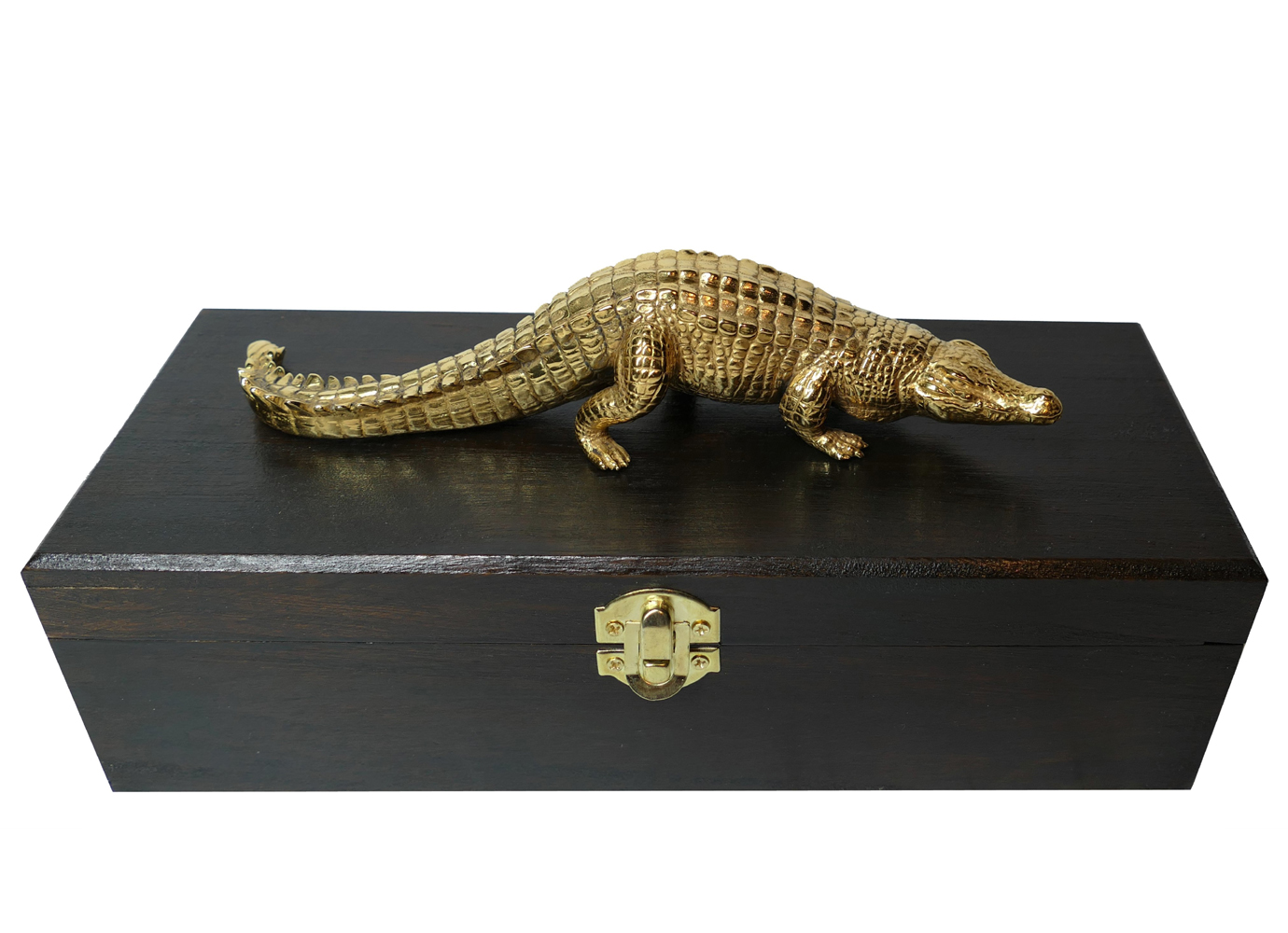 Bronze Colcombet crocodile du Nil plaqué or